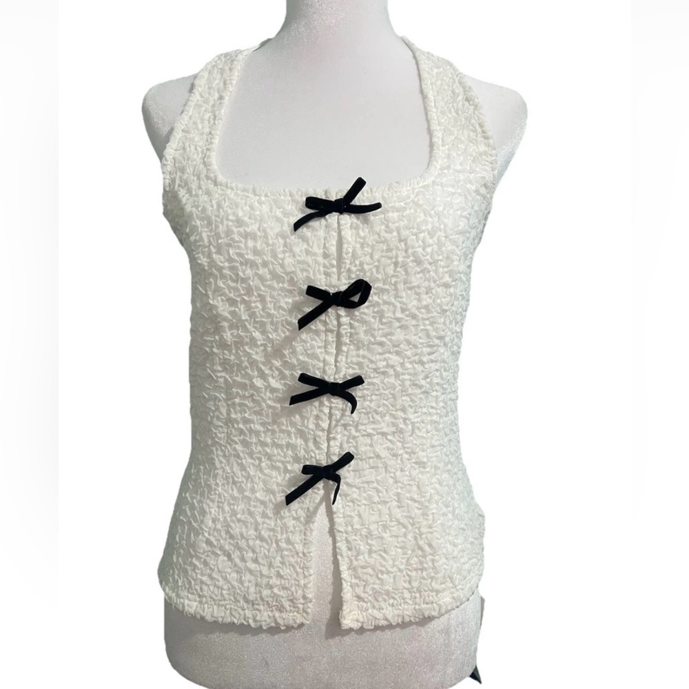 Cider White Textured Camisole Top zise L